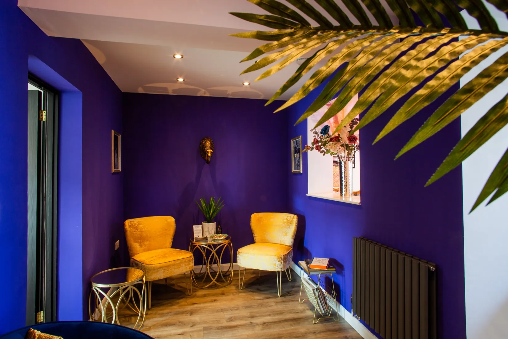 The private and colourful lounge at Danielle Sarah Salon